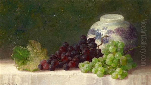 Stillleben Mit Weintrauben Und Porzellanvase - view 1