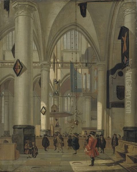The Interior Of A Protestant Church With Elegant Figures - view 1