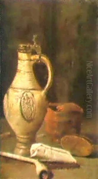 A Still Life With An Earthenware Ewer, A Bowl Of Charcoal... - view 1