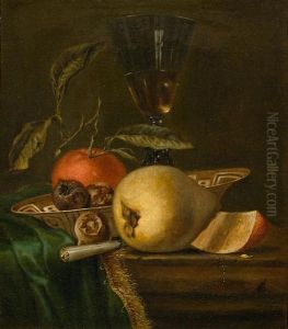 Still Life With Fruits And A Wine Glass On A Table by Juriaen van Streeck