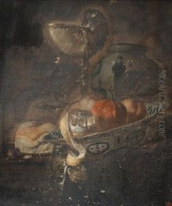 Nature Morte Aux Fruits, Verre Et Porcelaine De Chine