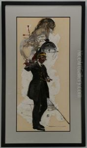 Train And Conductor From The Story "the Long Distance Train" by Frank Street