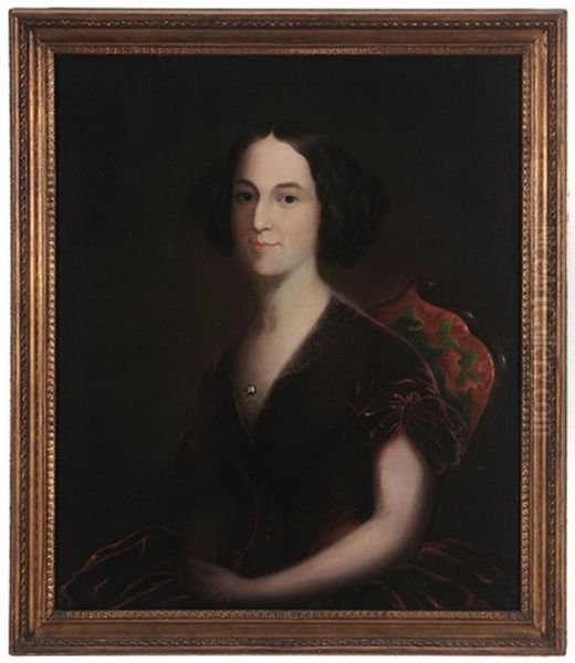 Portrait Of A Woman In A Lace-trimmed Velvet Gown - view 1