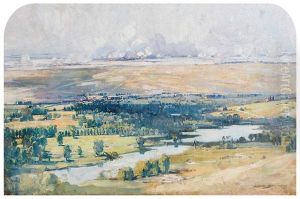 8th August. The Australian Advance Viewed From An Elevation Just North Of Corbie, The Ridge In Centre Runs From Villers-bretonneaux On Right Edge Of Picture To Hamel On Left by Arthur Streeton