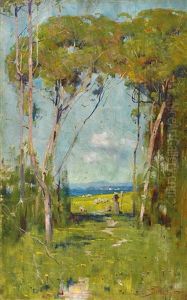 And The Sunlight Clasps The Earth by Arthur Streeton