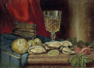 Stillleben Mit Muscheln, Zitrone Und Glas Wein by Johann Streitscheck