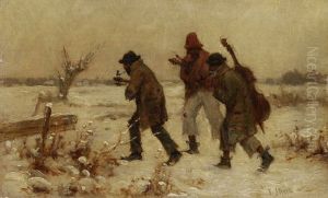 Winterlandschaft Mit Strassenmusikanten Winterlandschaft Mit Strassenmusikanten