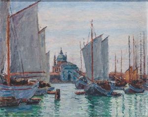 Schiffe An Der Zattere In Venedig by Max Arthur Stremel