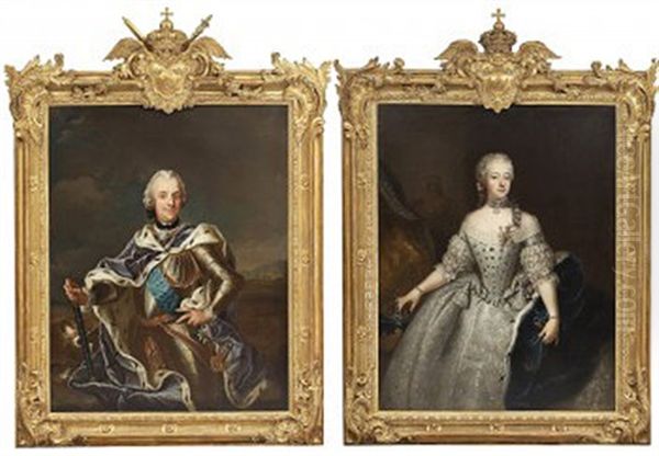 Portratt Av Konung Adolf Fredrik (+ Portratt Av Drottning Lovisa Ulrika; Pair) (after Antoine Pesne) - view 1