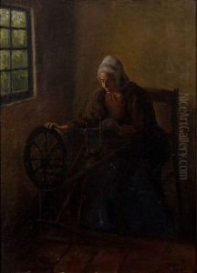 Interior With Spinning Wheel, Holland by Vaeinoe Streng