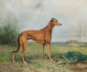 A Prize Greyhound In A Landscape