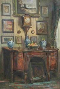 A Corner Of Robert Ferrer's Dining Room (+ The Drawing Room; 2 Works) by Philip Eustace Stretton