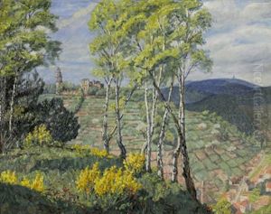 Blick Auf Die Ruine Des Klosters Limburg In Der Pfalz by Heinrich Strieffler