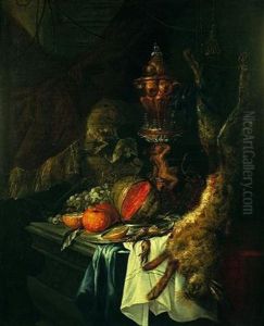 Nature Morte Au Hanap, Fruits Et Lievre Sur Un Entablement