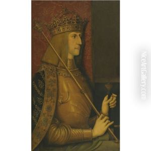 Portrait Of Emperor Maximilian I Wearing Golden Armor With The Order Of The Golden Fleece Around His Neck And Holding A Scepter And Sword