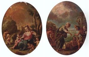A Goddess Surrounded By Putti (+ A Goddess With Fisherman; Pair) A Goddess Surrounded By Putti (+ A Goddess With Fisherman; Pair)