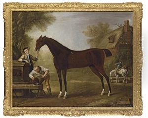 "flying Childers" Held By A Groom, With Other Figures, In A Landscape With A Cottage Beyond "flying Childers" Held By A Groom, With Other Figures, In A Landscape With A Cottage Beyond