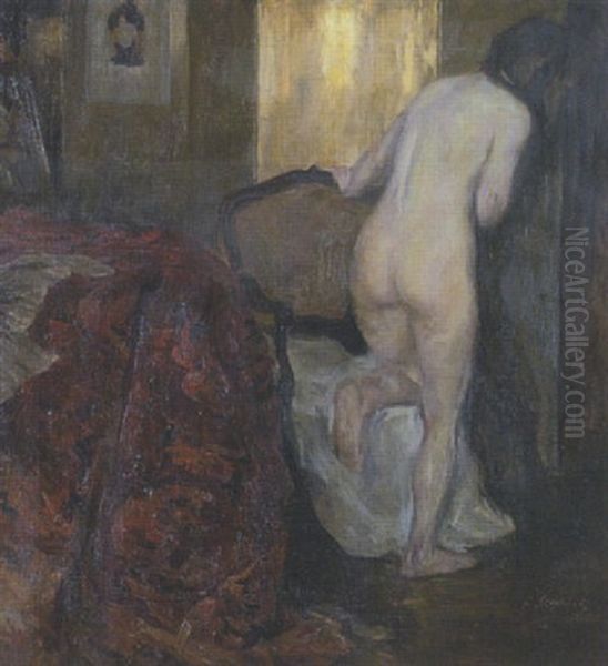 Weiblicher Ruckenakt Im Atelier Des Kunstlers - view 1