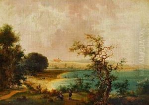 A View Of A Manor House (+ A Couple Near The Sea, In The Background A Manor House; Pair) by Christian Strodtmann