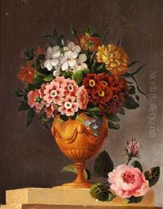 Opstilling Med Brogede Blomster I En Klassisk Vase by Christian Strodtmann
