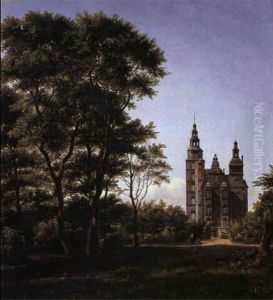 Rosenborgslot Ved Middagsbelysning, Seet Fra Haugen by Johannes Stroe
