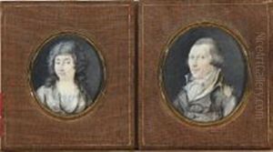 A Pair Of Miniature Portraits Of The Married Couple Von Henkel From Rittergut Damerow by Eduard (Peter Eduard) Stroehling