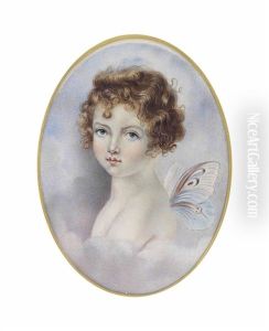 Henrietta Graves, Nee Wellesley (d. 1898), As A Child, Depicted As Zephyrus, The Greek God Of The West Wind, Butterfly Wings At Her Back, Enveloped By Clouds
