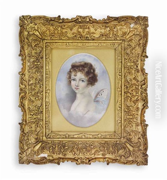 Henrietta Graves, Nee Wellesley (d. 1898), As A Child, Depicted As Zephyrus, The Greek God Of The West Wind, Butterfly Wings At Her Back - view 1