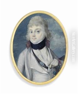 A Young Officer, In White Uniform, Black Stock And Black Cross-belt, His Left Hand On The Hilt Of His Sword