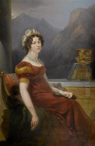 Portrait Von Wilhelmine Grafin Zu Munster, Sitzend Vor Einem Fenster Mit Der Vermeilvase In Campana Form - view 1