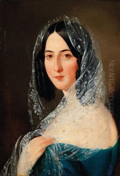 Portrait Of A Lady With White Lace Veil - view 1