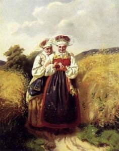 To Piger I Egnsdragter Pa En Markvej by Julia Charlotte Mortana Stroemberg