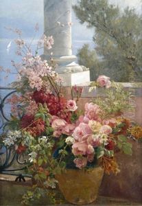 Blumenstilleben Auf Einer Seeterrasse by Helene Marie Stromeyer