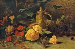 Blumenstuck Mit Rosen Und Weintrauben by Helene Marie Stromeyer