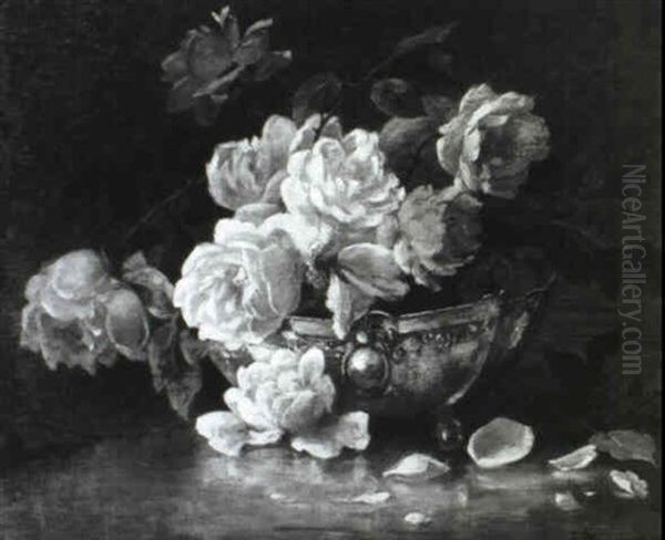 Stilleben Mit Rosen In Silberschale - view 1