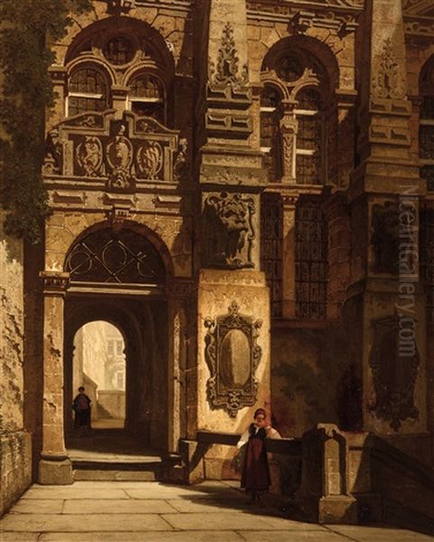 Inner Courtyard Of A Southern Palazzo (1863) - view 1