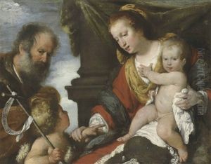 The Holy Family With The Infant Saint John The Baptist by Bernardo Strozzi