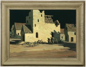 Nocturnal Village Scene With Figures by Herman G. Struck