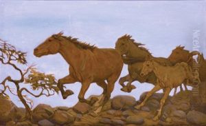 Wild Mustangs by Herman G. Struck