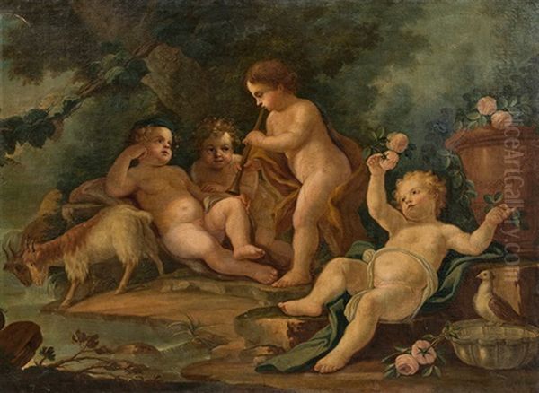 Playing Putti In Landscape - view 1