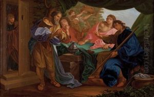 Zweite Verheisung Isaacs Im Hain Mamre (abraham Bewirtet Die Engel) by Johannes Strunge
