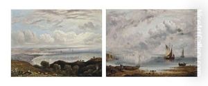 Two Views Of Peel, Isle Of Man, One Observed From The Coast, The Other From The Hills Above (both Illustrated) (pair) by Jacob George Strutt