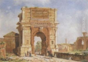 The Arch Of Titus - Entrance To The Forum, Rome by Jacob George Strutt