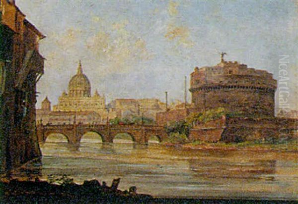 St. Peter's And The Castel St Angelo From The Tiber, Rome - view 1