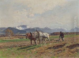 Ploughing Farmer by Otto Struetzel