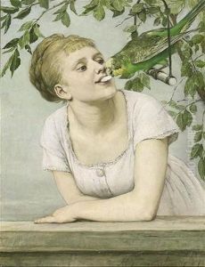 Jeune Femme Au Perroquet by Alexander Theodore Honore Struys