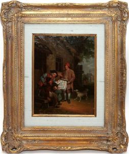 Family Scene With Vendor Of Pictures Outside An Inn by Abraham Ii Van Stry