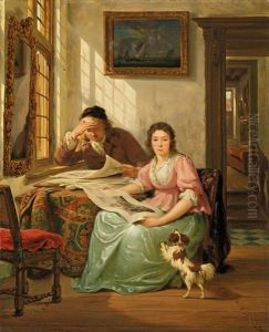 Interieur Mit Kunstsammler Und Seiner Frau by Abraham Ii Van Stry