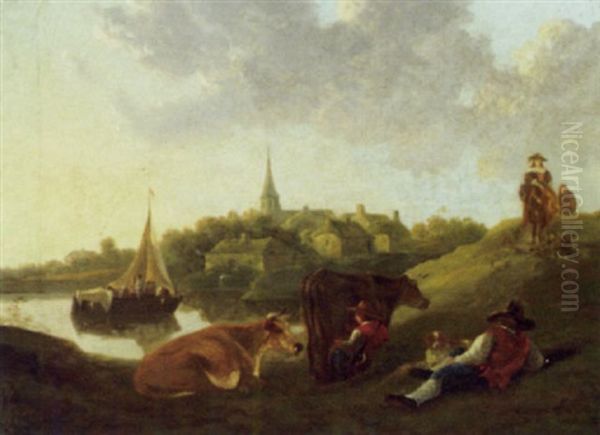 Cattle And Peasants In Field Outside Dordrecht - view 1