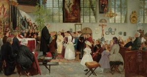 The Confirmation Class by Wilhelm August Stryowski (Stryjowski)